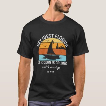 Vintage Retro Key West Florida Sailing T-shirt by raindwops at Zazzle