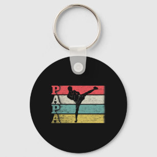 Vintage Retro Kickboxing Papa Kickbox Silhouette F Keychain