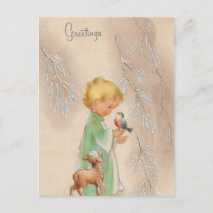 Vintage Retro kids Holiday Christmas postcard