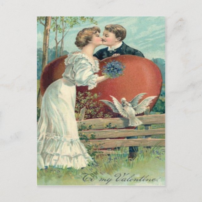 Vintage Retro Kissing Valentine Card (Front)