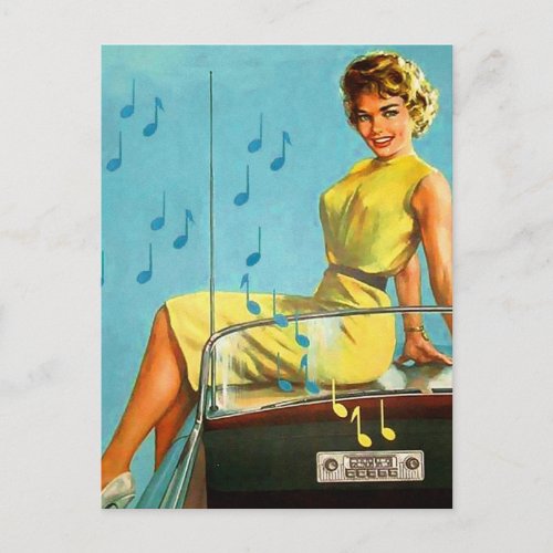 Vintage Retro Kitsch 50s Rock and Roll Radio Postcard