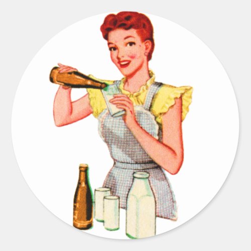 Vintage Retro Kitsch 50s Soda Root Beer and Milk Classic Round Sticker