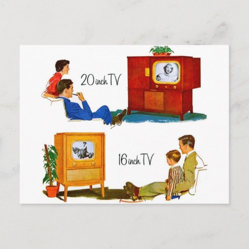 Vintage Retro Kitsch 50s TV Sets 19 and 16 Postcard