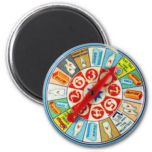 Vintage Retro Kitsch Board Game Spinning Wheel Magnet