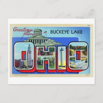 Vintage Retro Kitsch Ohio Big Letter Postcard by seemonkee at Zazzle