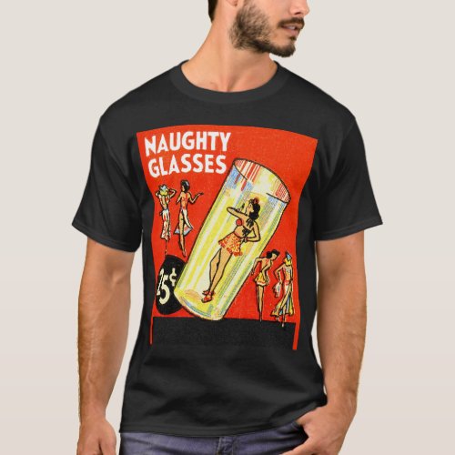 Vintage Retro Kitsch Pin Up Naughty Glasses Girls T_Shirt