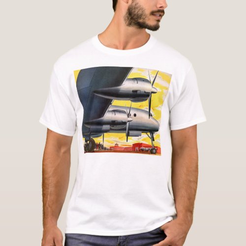 Vintage Retro Kitsch Prop Airplane 60s Airliner T_Shirt