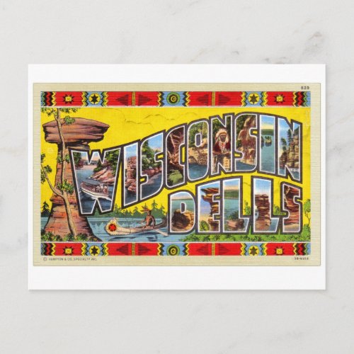 Vintage Retro Kitsch Wisconsin Dells Postcard