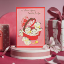 Vintage Retro Kitten 50s Sweet Pink Valentine 