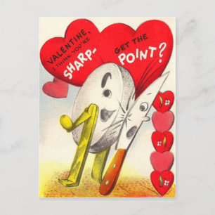 Vintage Retro Knife & Sharpening Stone Valentine Holiday Postcard