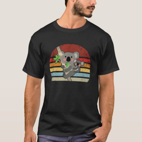 Vintage Retro Koala Lover Dad Mom Boy Girl Birthda T_Shirt