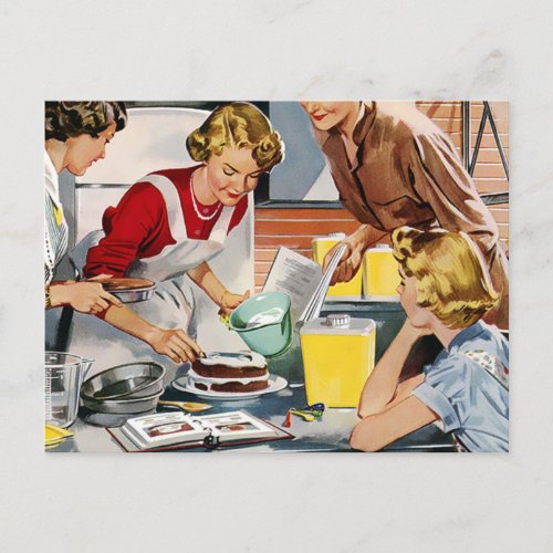 Vintage Retro Ladies Making a Cake  Postcard
