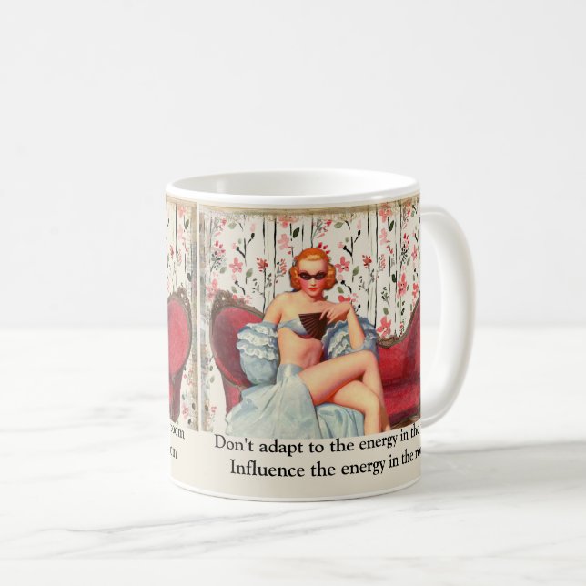 Vintage Retro Lady Confidence & Motivational Quote Coffee Mug (Front Right)