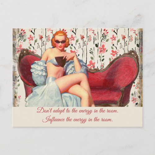 Vintage Retro Lady Confidence  Motivational Quote Postcard