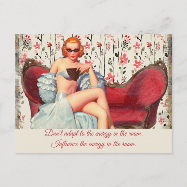 Vintage Retro Lady Confidence & Motivational Quote Postcard (Front)
