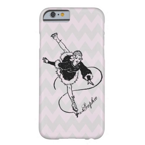 Vintage Retro Lady Ice Figure Skating Personalized Barely There iPhone 6 Case