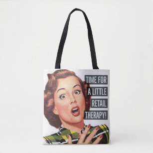 Vintage/Retro Lady Retail Therapy Tote Bag