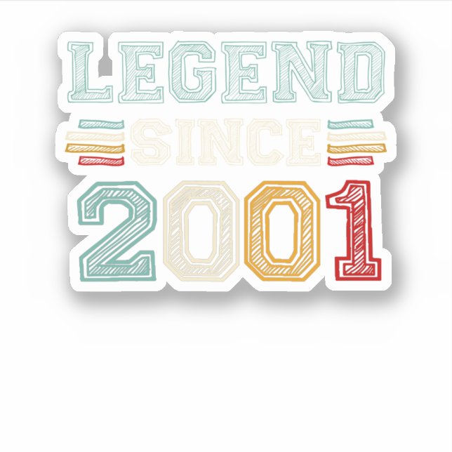 Vintage Retro Legend Since 2001 Sticker (Front)