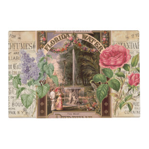 Vintage Retro Lilac Rose Perfume Soap Placemat