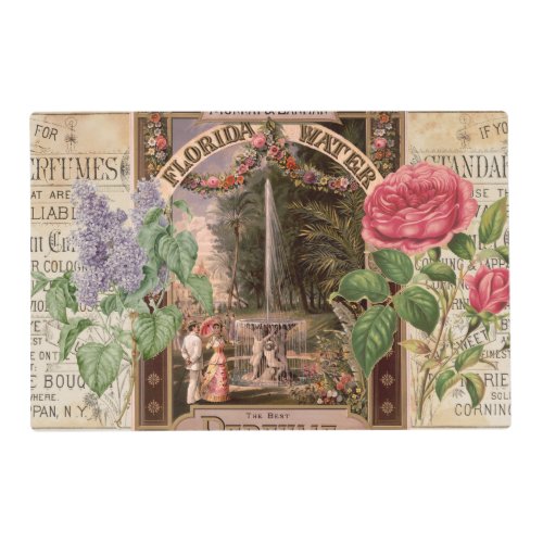 Vintage Retro Lilac Rose Perfume Soap Placemat