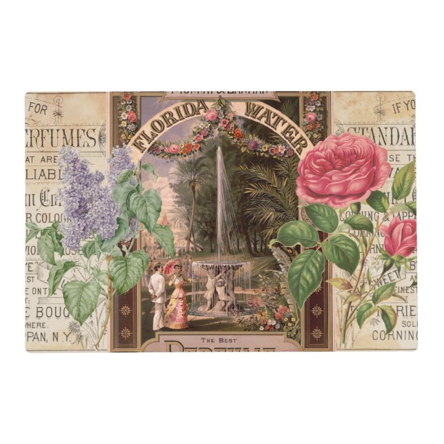 Vintage Retro Lilac Rose Perfume Soap Placemat (Front)