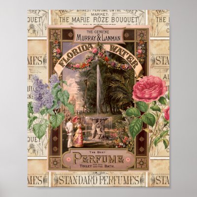 Vintage Retro Lilac Rose Perfume Soap Poster