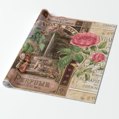 Vintage Retro Lilac Rose Perfume Soap Wrapping Paper