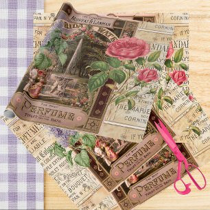 Vintage Retro Lilac Rose Perfume Soap Wrapping Paper