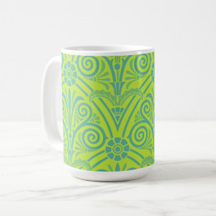 Vintage Retro Lime Green Blue Mug Cup