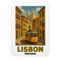 Vintage Retro Lissabon Portugal Tram Street Scene