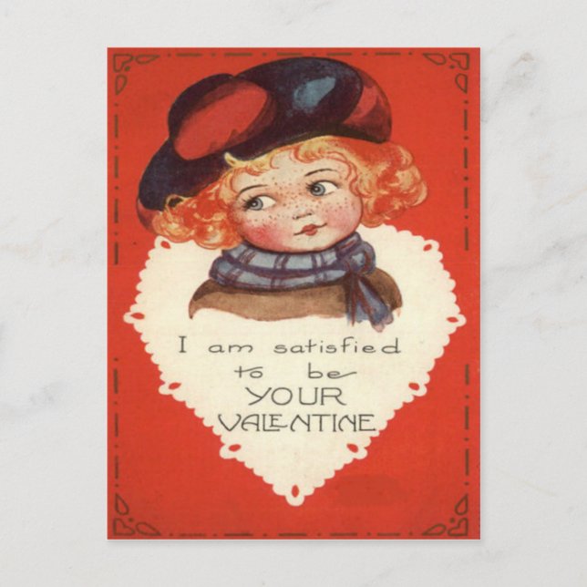 Vintage Retro Little Girl Valentine Card (Front)