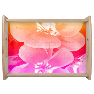 Vintage Retro Look Tropical Floral Art Serving Tray