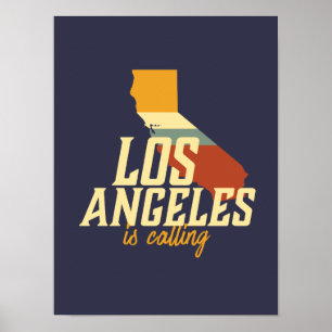 Vintage Retro Los Angeles California CA USA City Poster