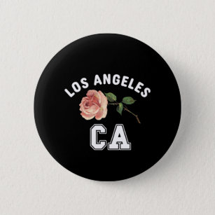 Vintage Retro Los Angeles California City Floral Button