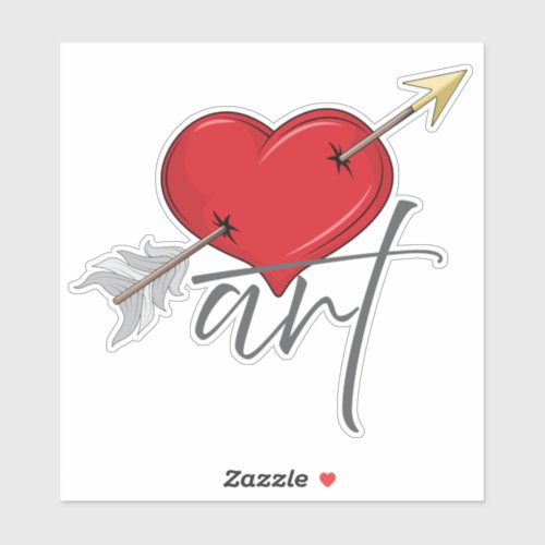 Vintage Retro Love Art Cupid Heart Sticker