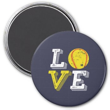 Vintage Retro Love Softball Sports Team And Coach Magnet by raindwops at Zazzle