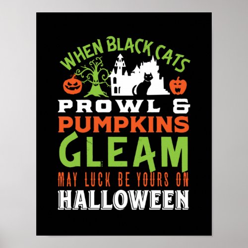 Vintage Retro Luck Halloween Quote and Poem Poster