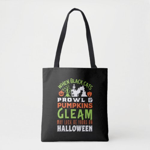 Vintage Retro Luck Halloween Quote and Poem Tote Bag