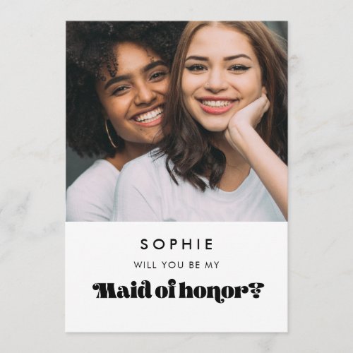 Vintage retro Maid of honor proposal photo card