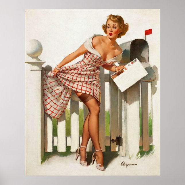 Vintage Retro Mail Box Pinup Girl Poster (Front)