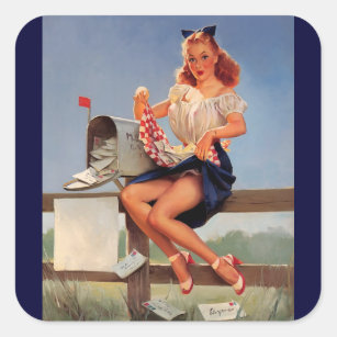pinup girl retro sticker  110mm x 60mm reproduction fifties pin up girl 