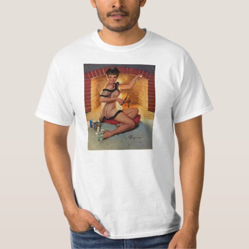 Vintage Retro marshmallows Pin Up Girl T_Shirt