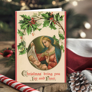 Vintage Retro Mary And Baby Jesus Christmas Holiday Card