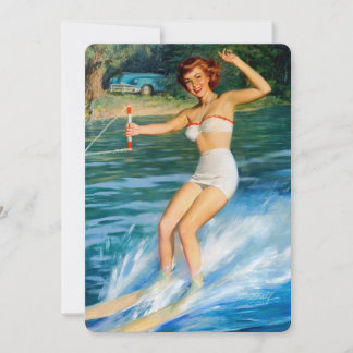 Vintage Retro Medcalf Water Skiing Pin-up Girl Invitation