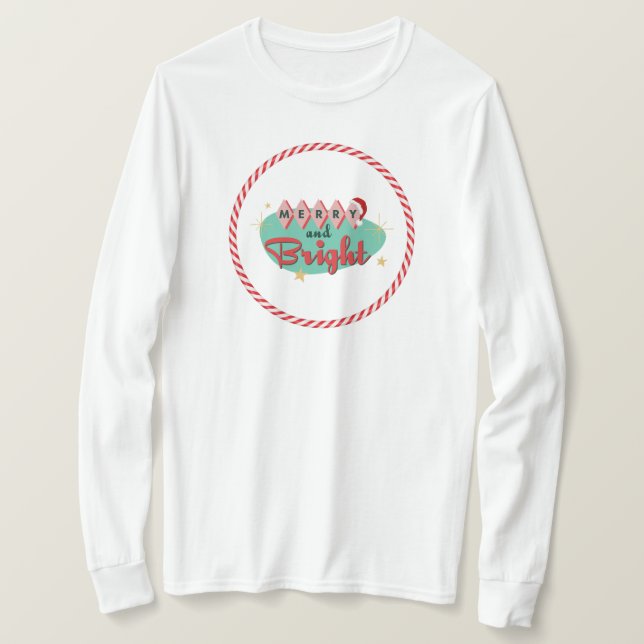 Vintage/Retro Merry & Bright T-Shirt (Design Front)