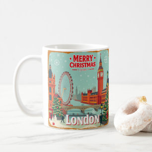 Vintage Retro Merry Christmas from London Coffee Mug