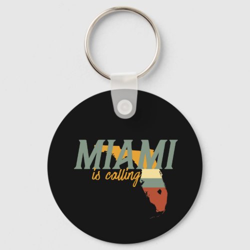 Vintage Retro Miami Florida USA City Map Keychain