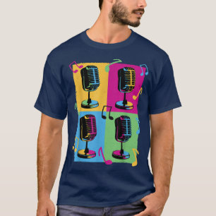 Vintage Retro Microphone - Pop Art Music Recording T-Shirt