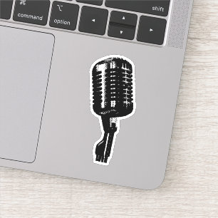 Vintage Retro Microphone Vinyl Laptop Sticker