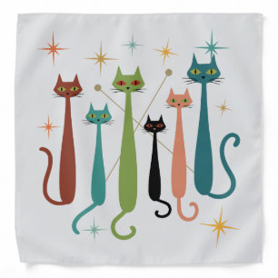 Vintage Retro Mid-Century Modern Look Cats 50s 60s Bandana